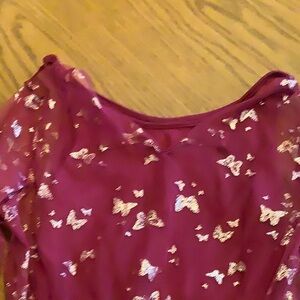 Chic Burgundy Butterfly Dress. Size Medium. (Girls 7/8)